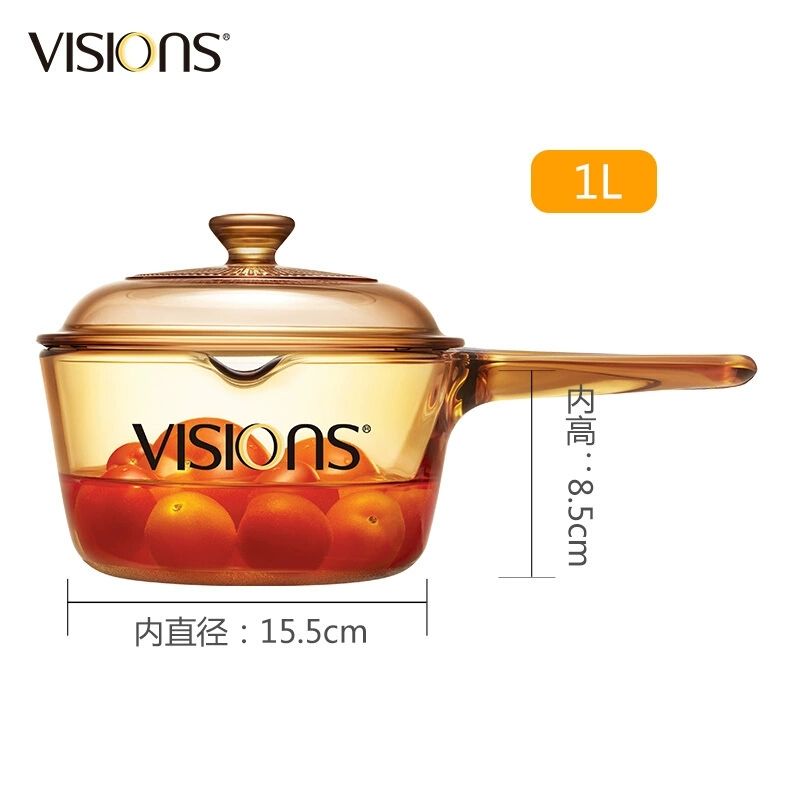 康宁晶彩透明单柄锅1升（有倾倒口）1.0L GLASS CERAMIC POT VISIONS BRAND详情图2