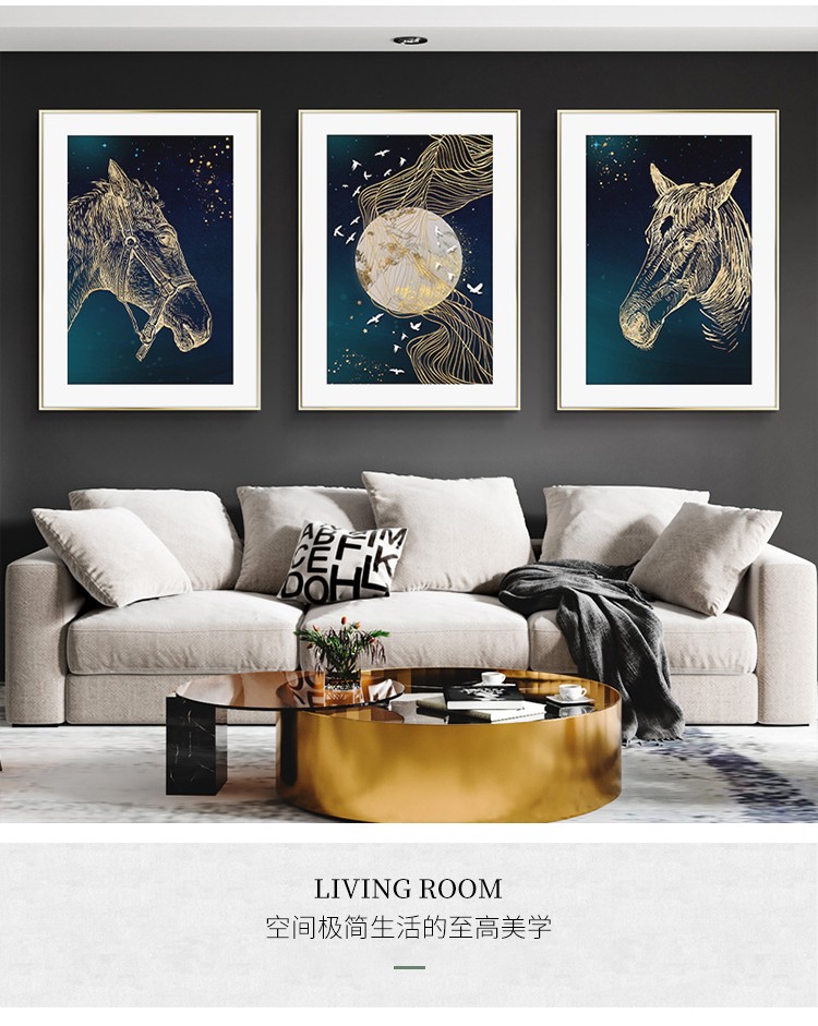 Modern Light Luxury Living Room Decoration Simple Atmosphere Abstract Combination Sofa Background Painting Mural Bedroom Painting undefined