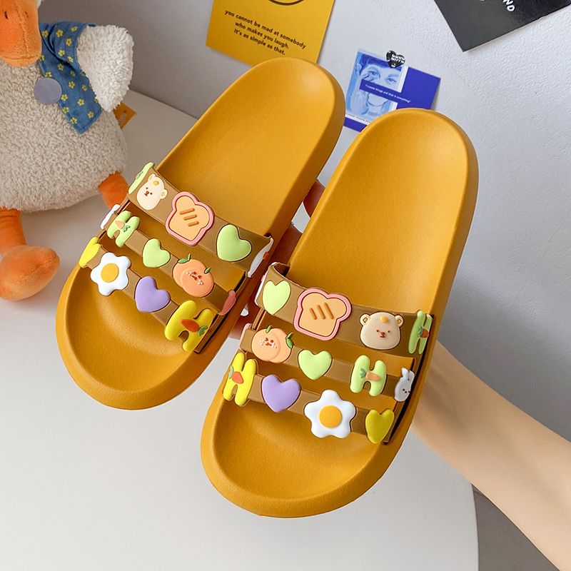 Slippers for women, summer bath, home use, Ins-style cute cartoon, student dormitory, indoor anti-slip soft-soled flip-flops