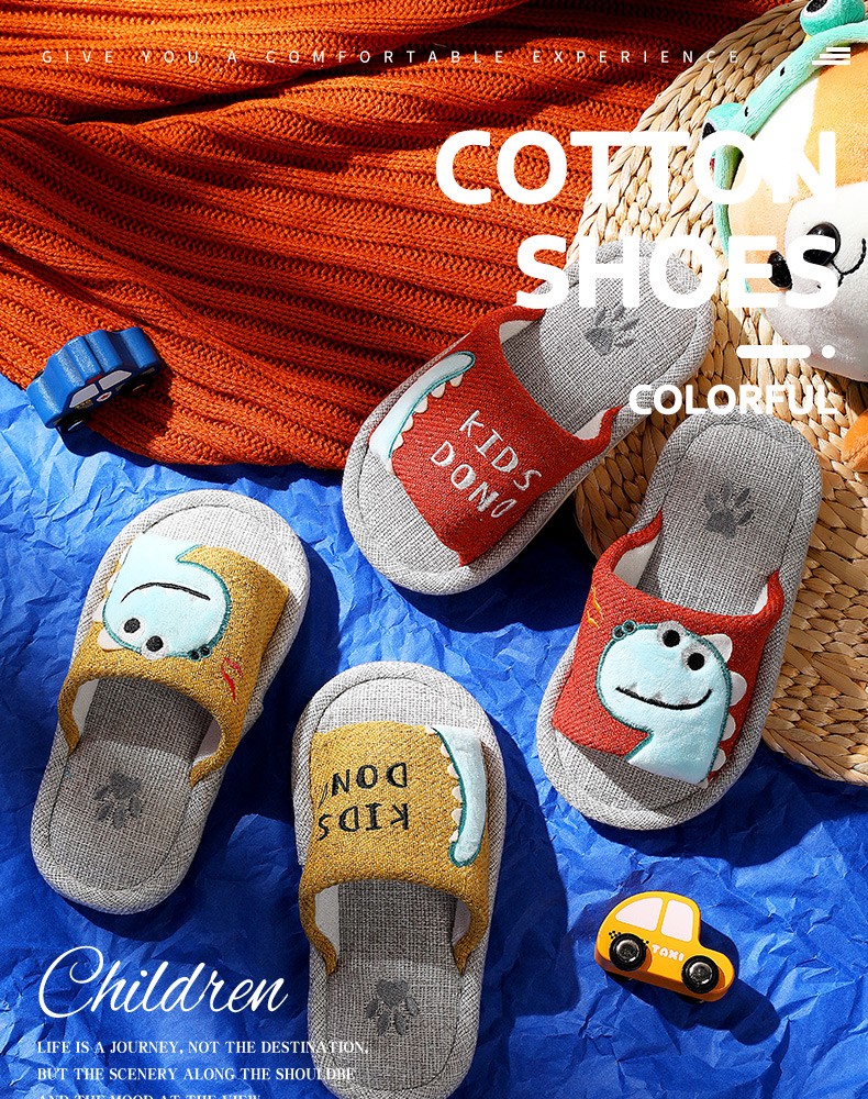 Anti-slip linen and cotton slippers for spring and autumn, indoor slippers for boys, girls and babies, new summer style detail image 3