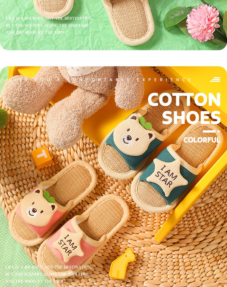 Children's slippers, spring and autumn anti-slip linen cotton slippers, indoor slippers for boys, girls and babies, summer new style detail image 11