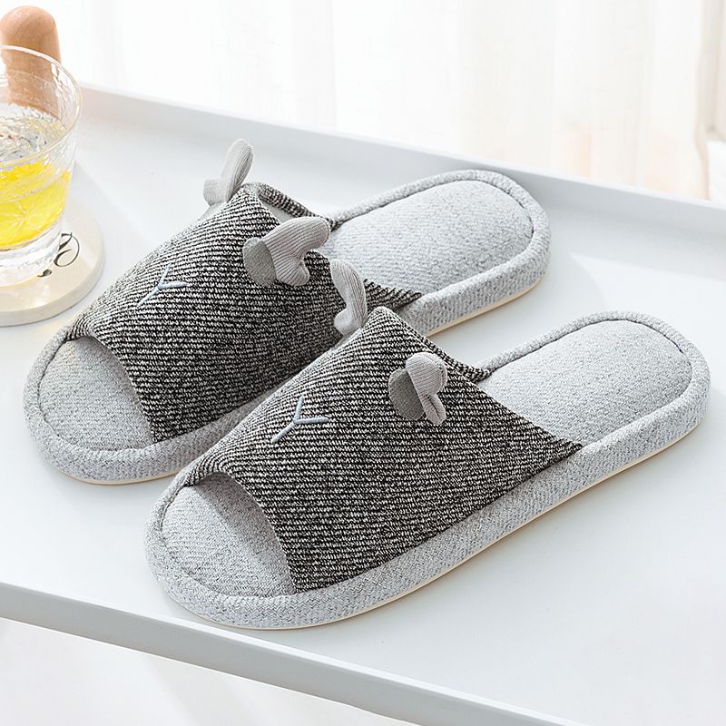 Linen slippers for women in spring and summer, for home use, indoor soft-soled floor, anti-slip and silent, couple's all-season slippers for men in 2021 details Picture