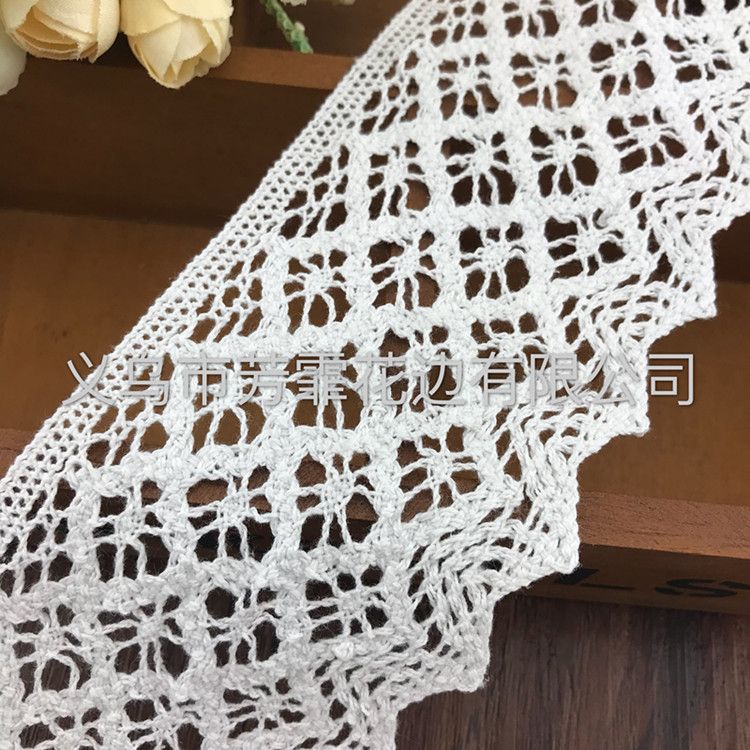 Factory direct sales of 7 cm cotton thread lace, milk silk, polyester water-soluble embroidery clothing, handicrafts and other suitable DIY accessories details Picture
