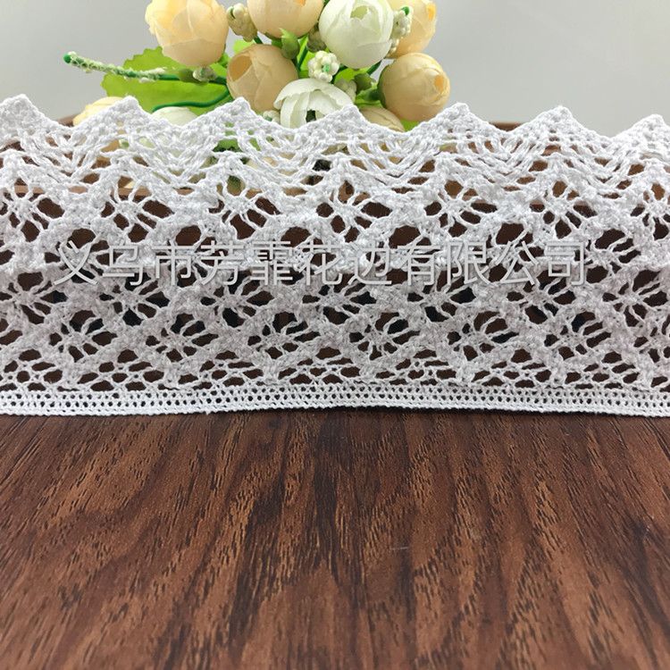Factory direct sales of 7 cm cotton thread lace, milk silk, polyester water-soluble embroidery clothing, handicrafts and other suitable DIY accessories Specification image