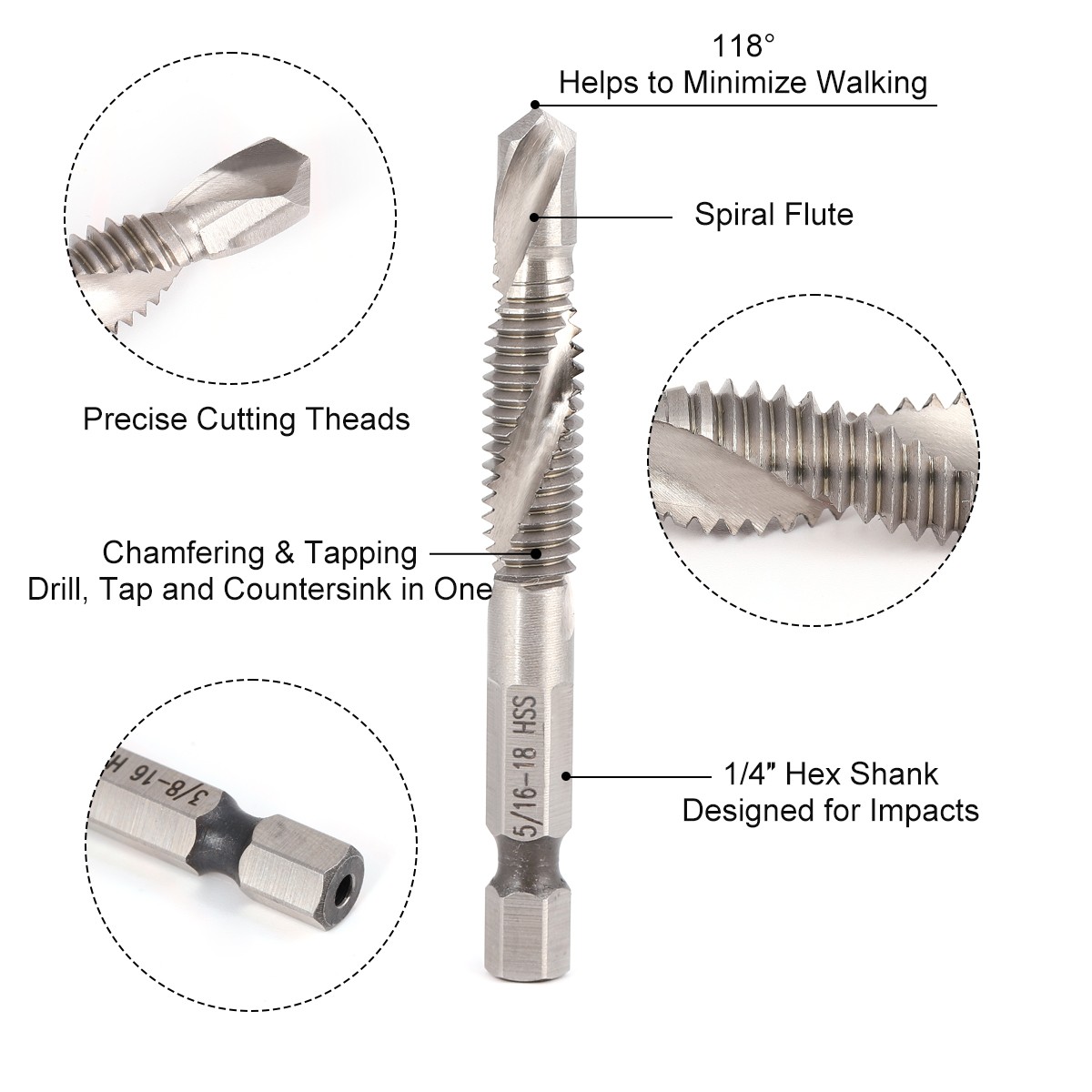 6pcs composite taps, drilling and tapping integrated detail image 3