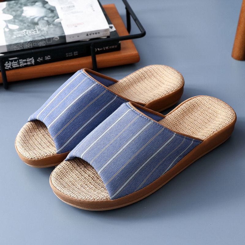Home linen slippers for women, spring and autumn indoor home, anti-slip thick-soled, cute couple, all-season floor slippers 2021 details Picture