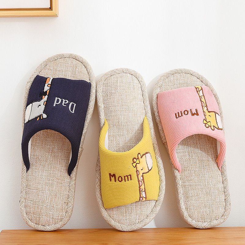Linen slippers for men, thick-soled anti-slip for home use in spring, autumn and summer, for couples, all-season cooling slippers for men