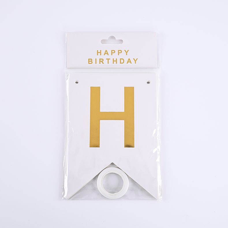 亿豪贴纸创意英文生日拉旗烫金生日字母普通鱼尾旗横幅挂旗串旗拉条