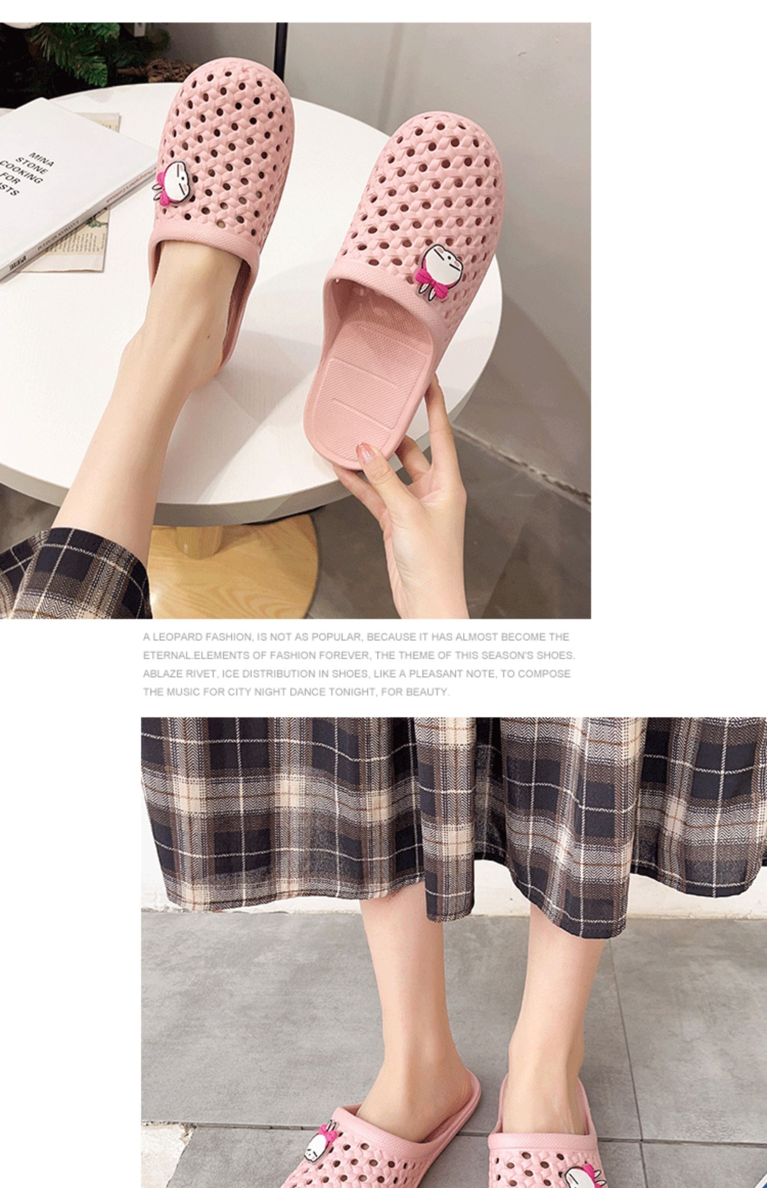 Rogue conejo frío zapatillas mujeres baño de verano baño antideslizante suave fondo interior para el uso en el hogar antipatada bolsa cabeza agujero zapatillas detail image 12