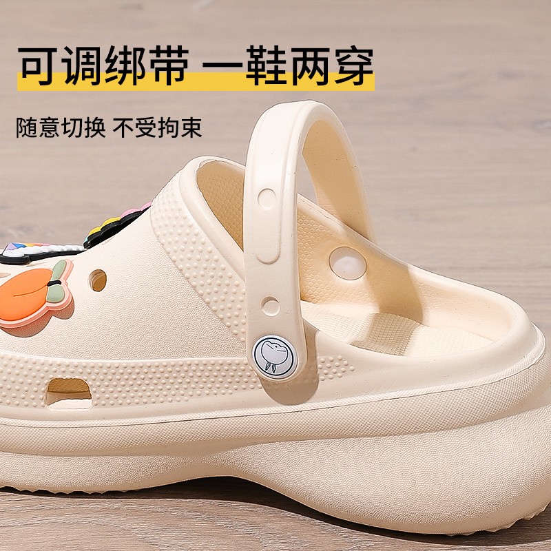 洞洞鞋凉鞋女ins防滑网红可爱卡通厚底包头半凉拖鞋女士夏季外穿详情图5