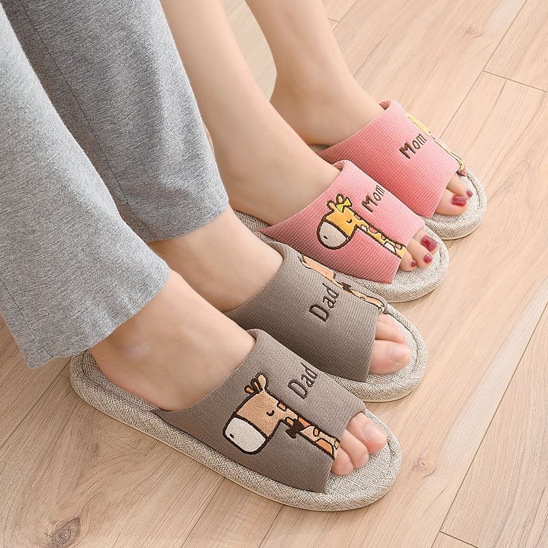 Linen slippers for men, thick-soled anti-slip for home use in spring, autumn and summer, for couples, all-season cooling slippers for men details Picture