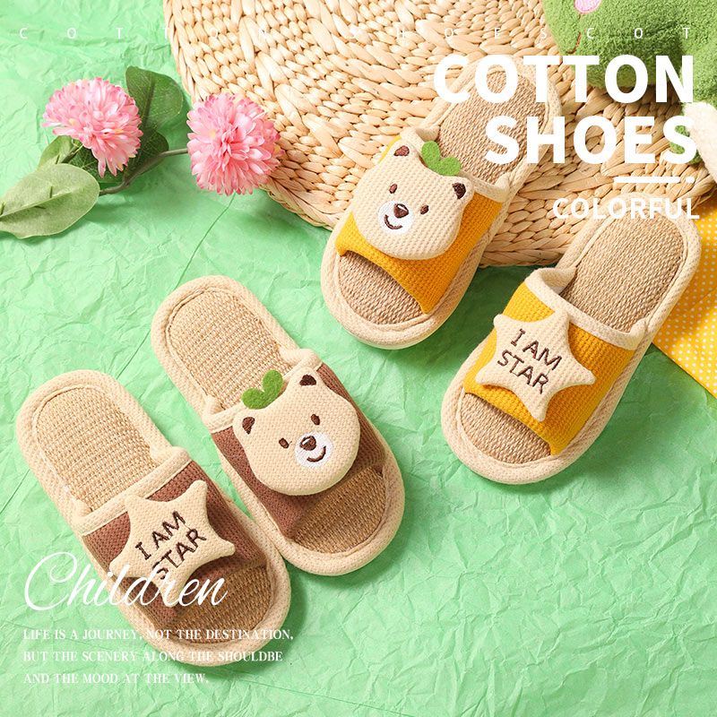 Children's slippers, spring and autumn anti-slip linen cotton slippers, indoor slippers for boys, girls and babies, summer new style