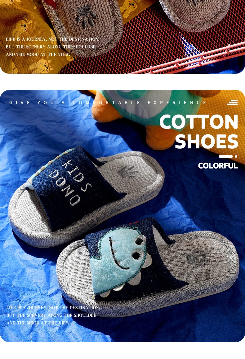 Anti-slip linen and cotton slippers for spring and autumn, indoor slippers for boys, girls and babies, new summer style detail image 14