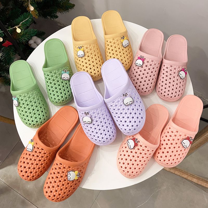 Rogue conejo frío zapatillas mujeres baño de verano baño antideslizante suave fondo interior para el uso en el hogar antipatada bolsa cabeza agujero zapatillas Item Picture