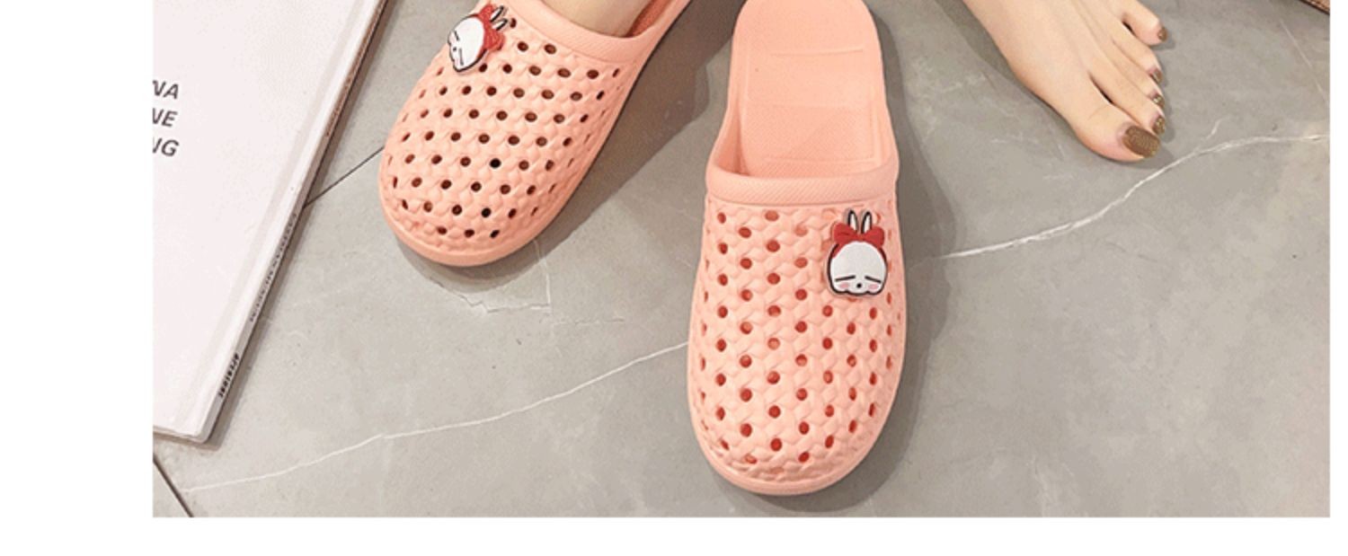 Rogue conejo frío zapatillas mujeres baño de verano baño antideslizante suave fondo interior para el uso en el hogar antipatada bolsa cabeza agujero zapatillas detail image 3