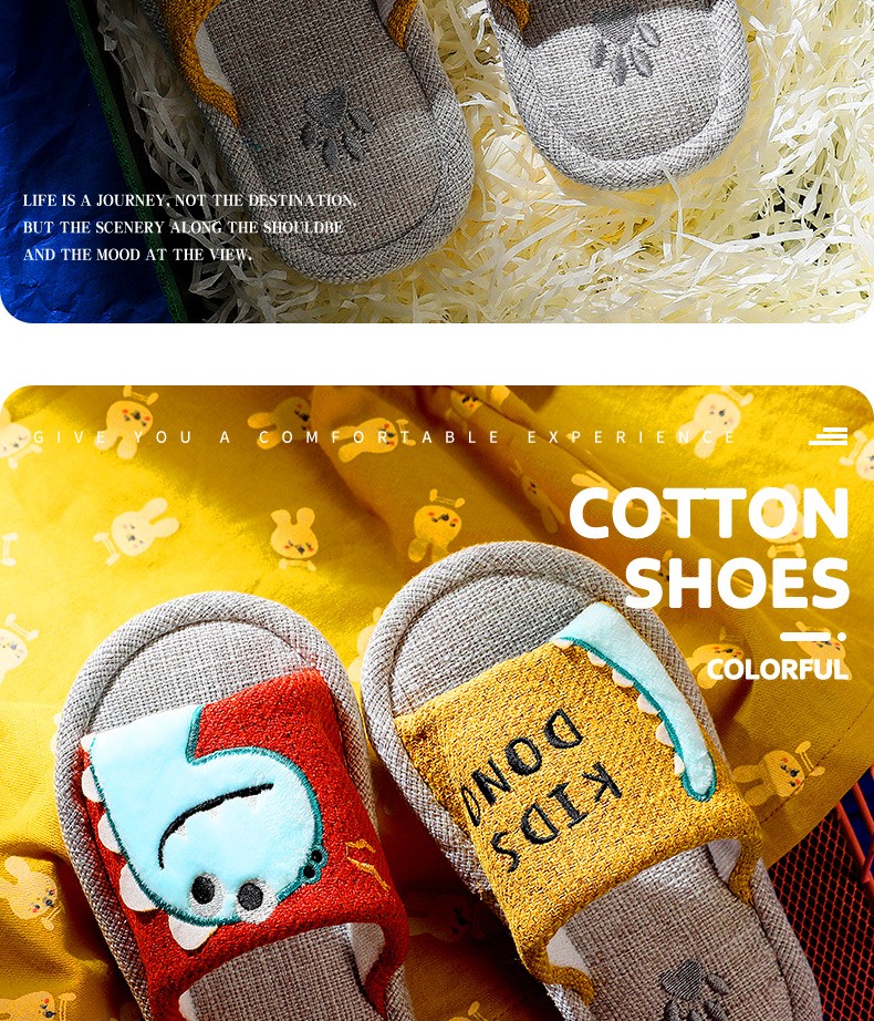 Anti-slip linen and cotton slippers for spring and autumn, indoor slippers for boys, girls and babies, new summer style detail image 11