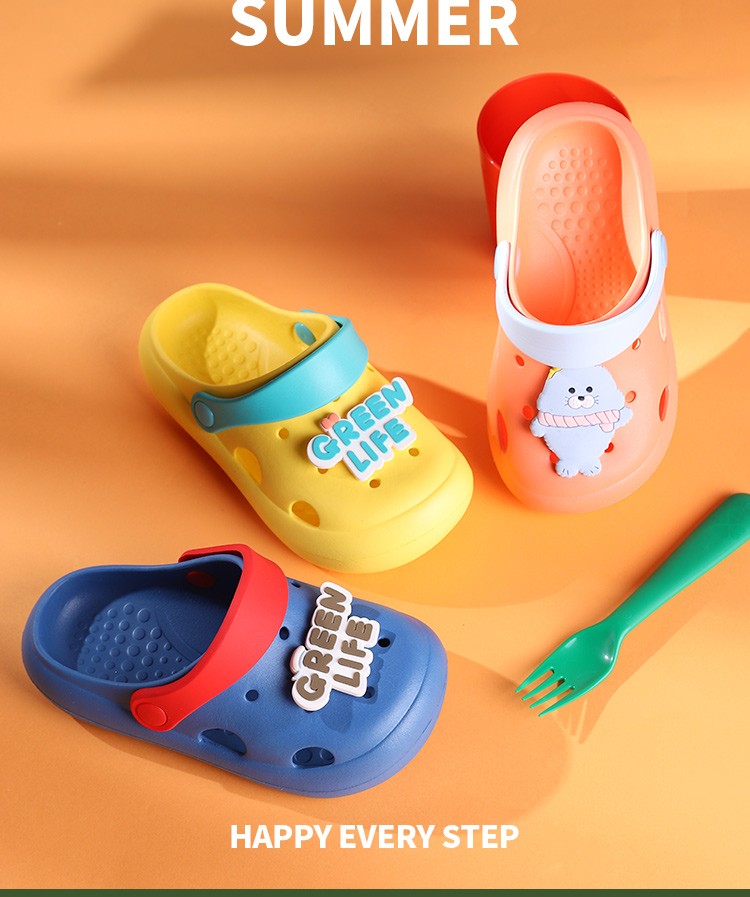 Niños crocs verano niños interior antideslizante bolsa cabeza cool slip hombres y mujeres niños bebé niños dibujos animados slippers nuevo estilo detail image 12