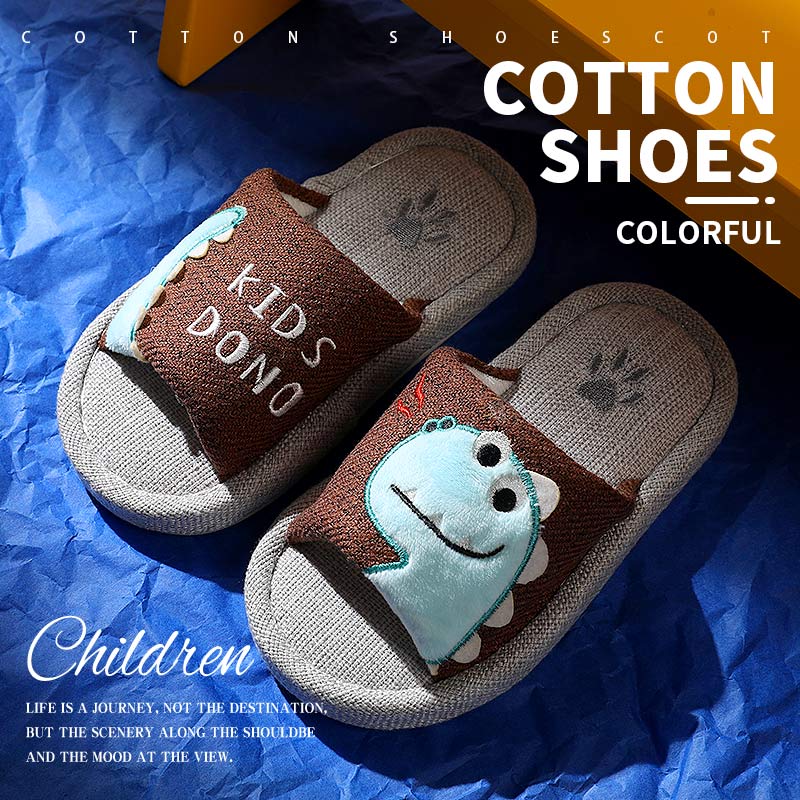Anti-slip linen and cotton slippers for spring and autumn, indoor slippers for boys, girls and babies, new summer style Specification image