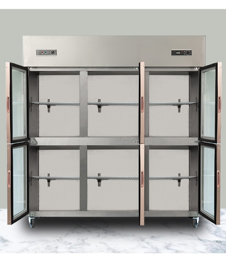 Double-temperature six-door glass door display cabinet, refrigerated and frozen cabinet, ordering cabinet, commercial vertical skewer display cabinet detail image 2