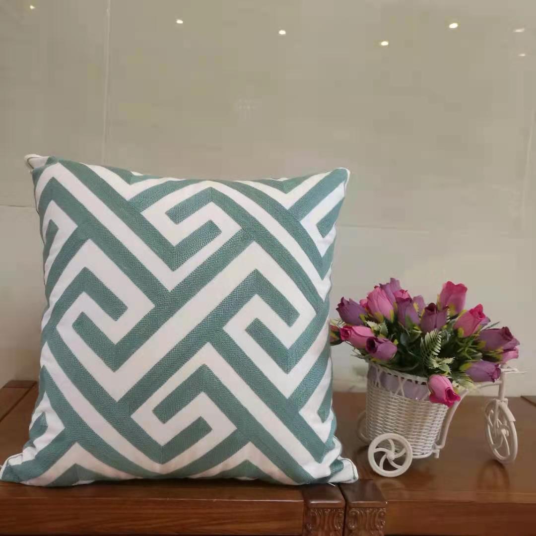 Cotton Embroidery Black And White Series Geometric Figure Throw Pillow Cushion Pillow Back Pillow Cover