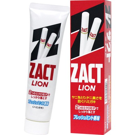 Japanese Lion King zact Tobacco Stain, Tea stain, coffee stain, tartar and Breath brightening Toothpaste 150g1 tube in red box detail image 6