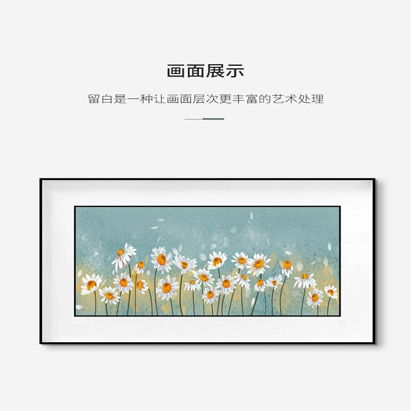 新中式玄关装饰画办公室壁画现代组合圆形画意境山水画沙发背景画细节图