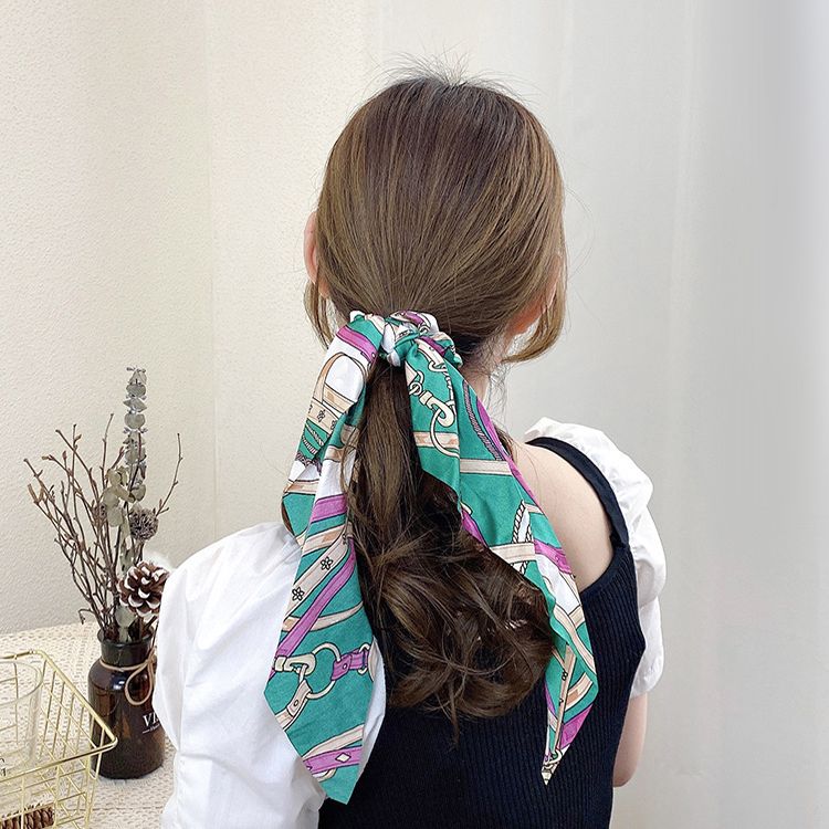 Yiwu quality products: Korean chanel-style ribbons, super ethereal hair bands, women's hair ties, popular ponytail hair ties, women's 2021 new large intestine hair ties Specification image