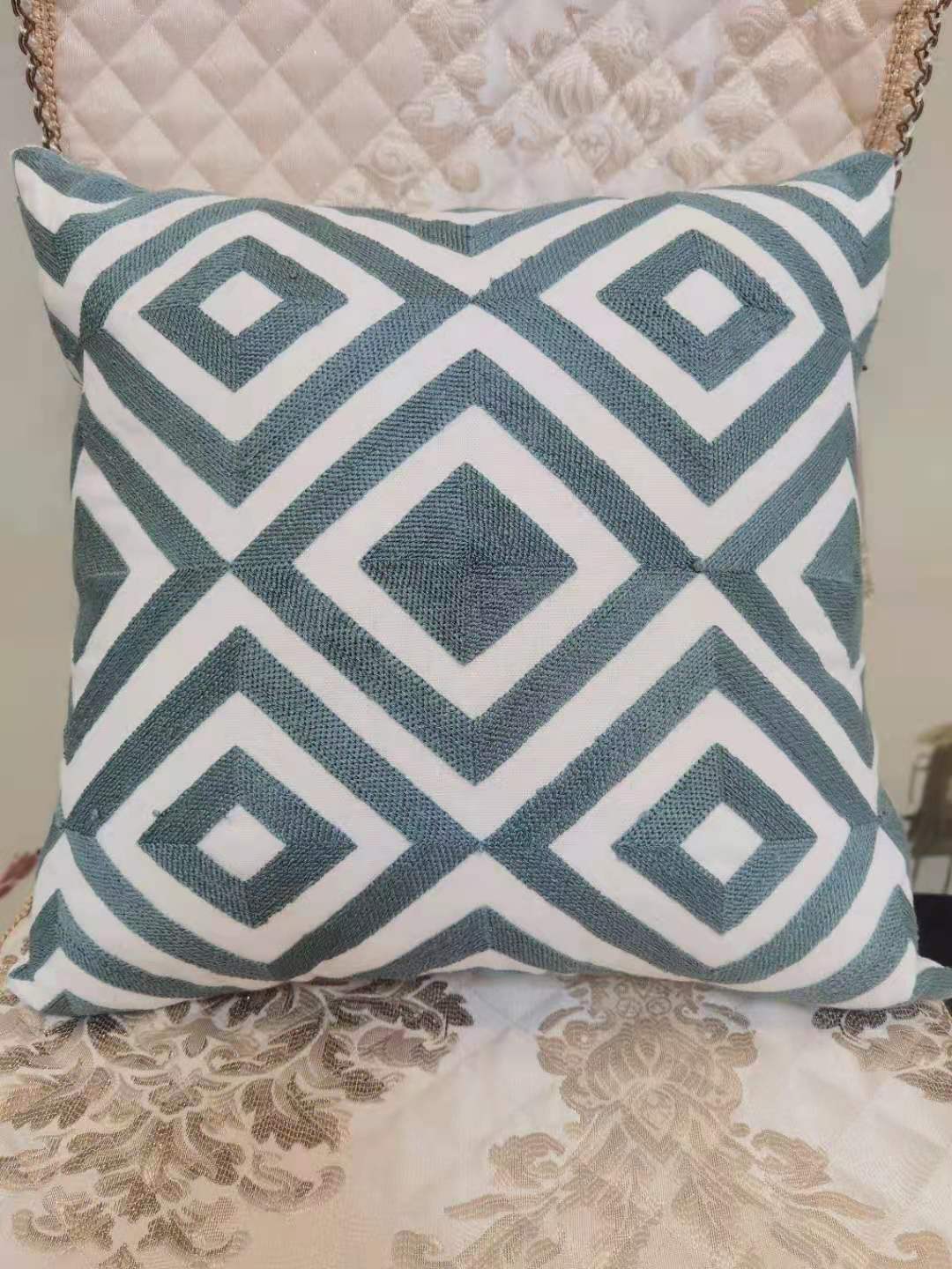 Cotton Embroidery Black And White Series Geometric Figure Throw Pillow Cushion Pillow Back Pillow Cover undefined