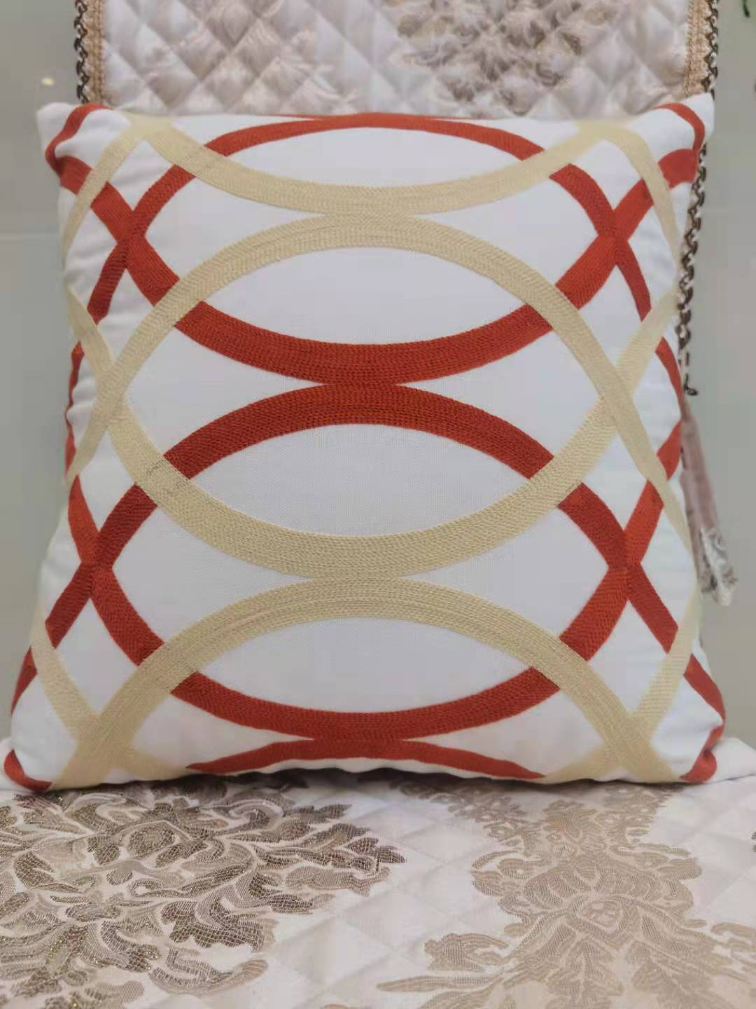 Cotton Embroidery Black And White Series Geometric Figure Throw Pillow Cushion Pillow Back Pillow Cover undefined
