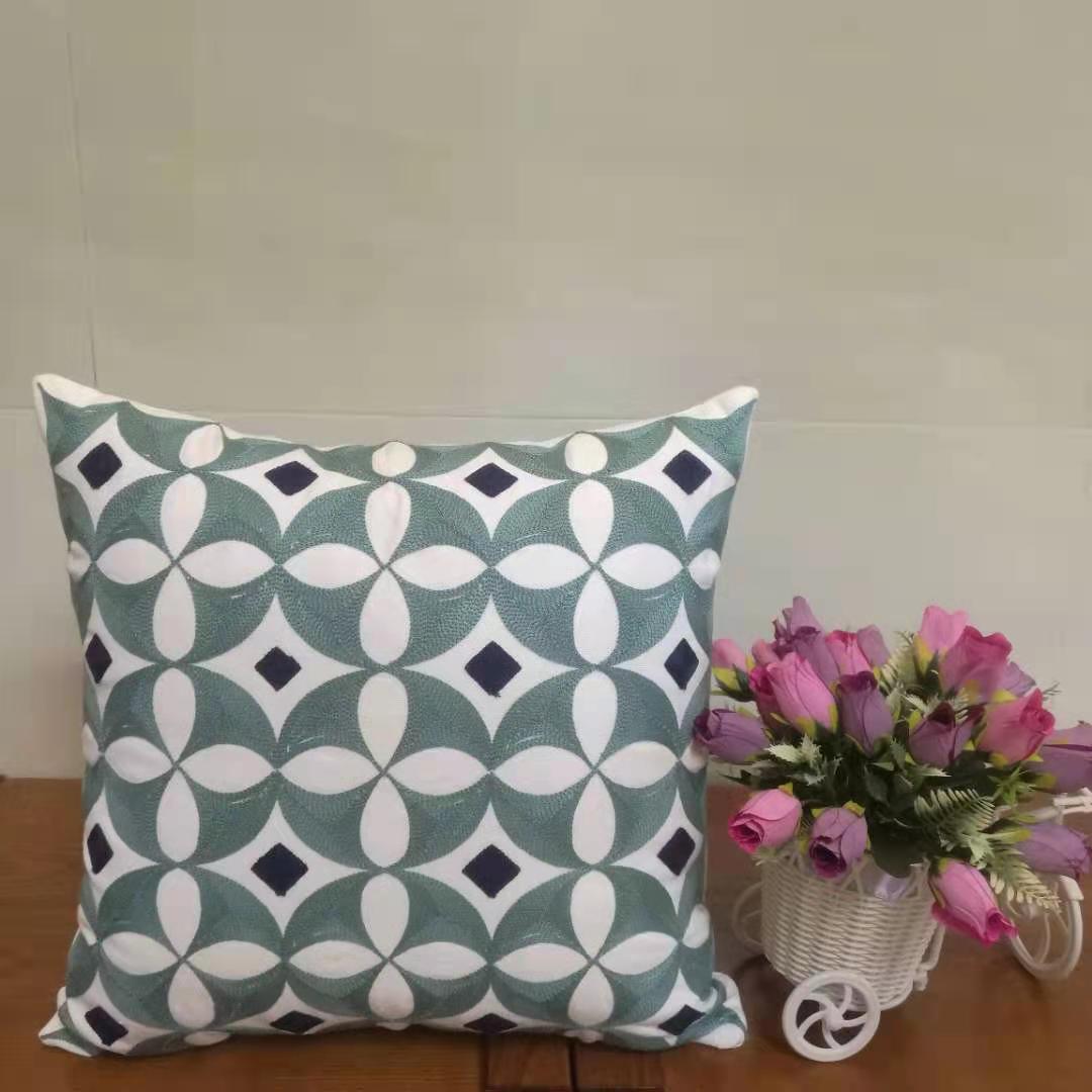 Cotton Embroidery Black And White Series Geometric Figure Throw Pillow Cushion Pillow Back Pillow Cover Item Picture