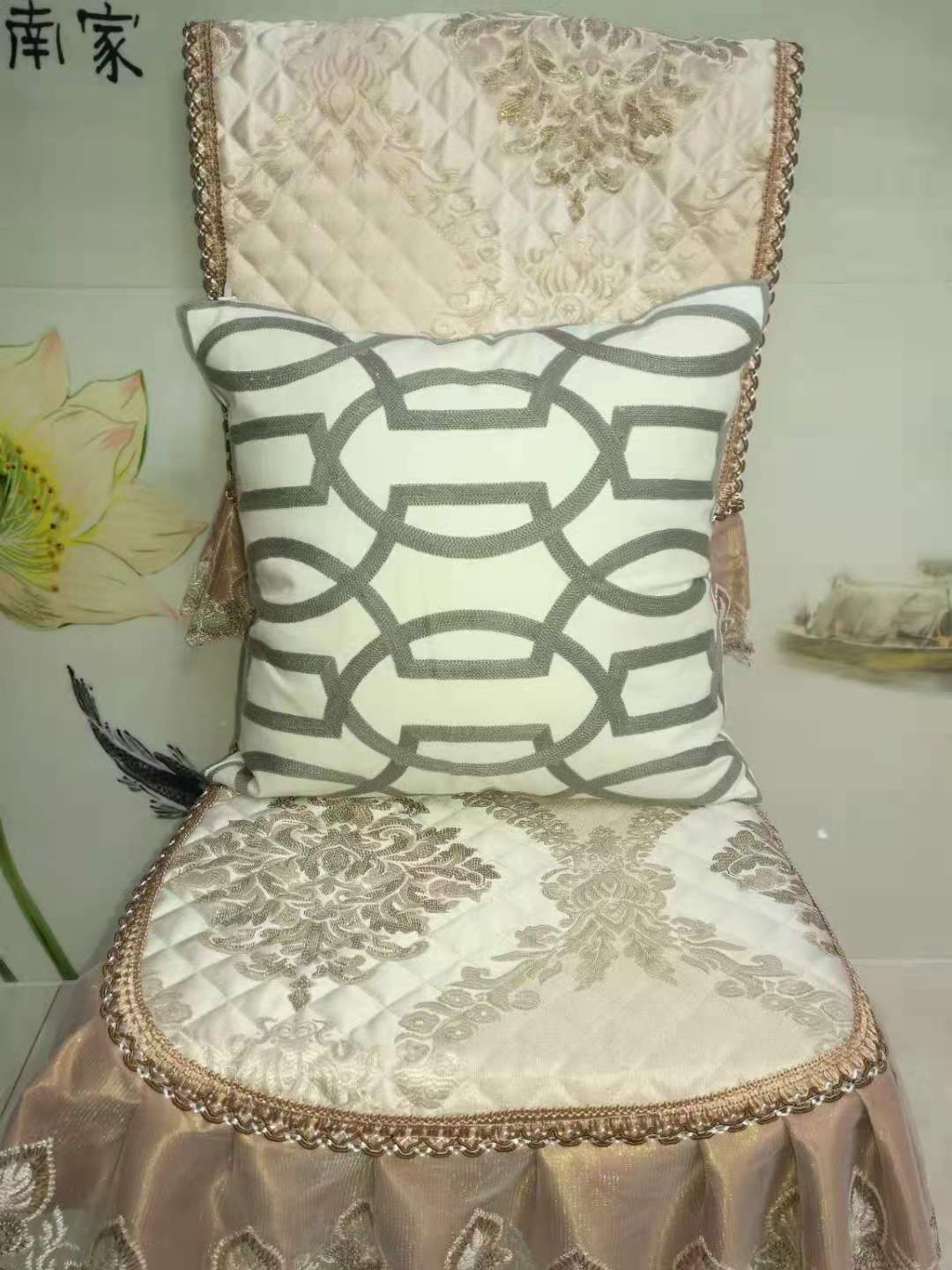 Cotton Embroidery Black And White Series Geometric Figure Throw Pillow Cushion Pillow Back Pillow Cover Application Scenario