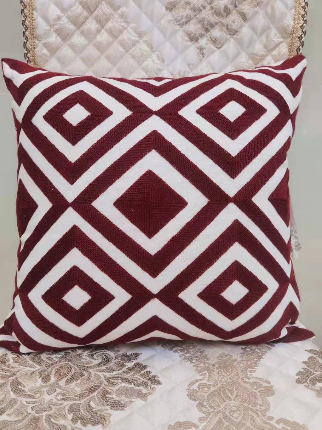 Cotton Embroidery Black And White Series Geometric Figure Throw Pillow Cushion Pillow Back Pillow Cover undefined