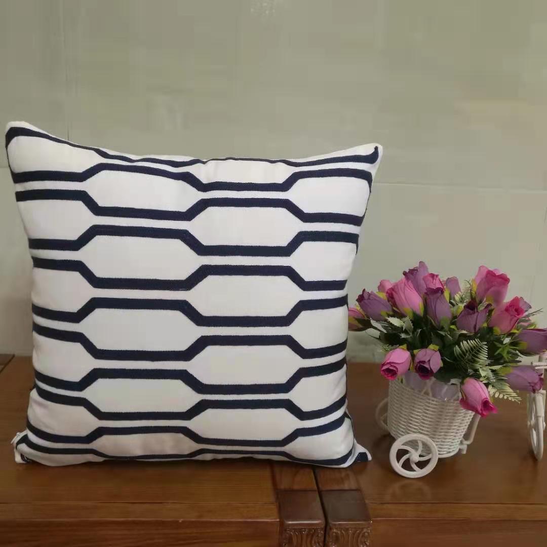 Cotton Embroidery Black And White Series Geometric Figure Throw Pillow Cushion Pillow Back Pillow Cover Specification drawing