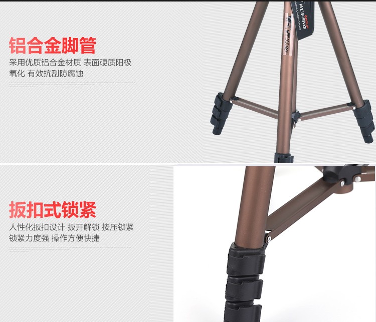 Weifeng 3130 [Four-section Aluminum Tube] Tripod Camera, Fishing Light Stand, Douyin Live Streaming Stand, wholesale Photography equipment detail image 7