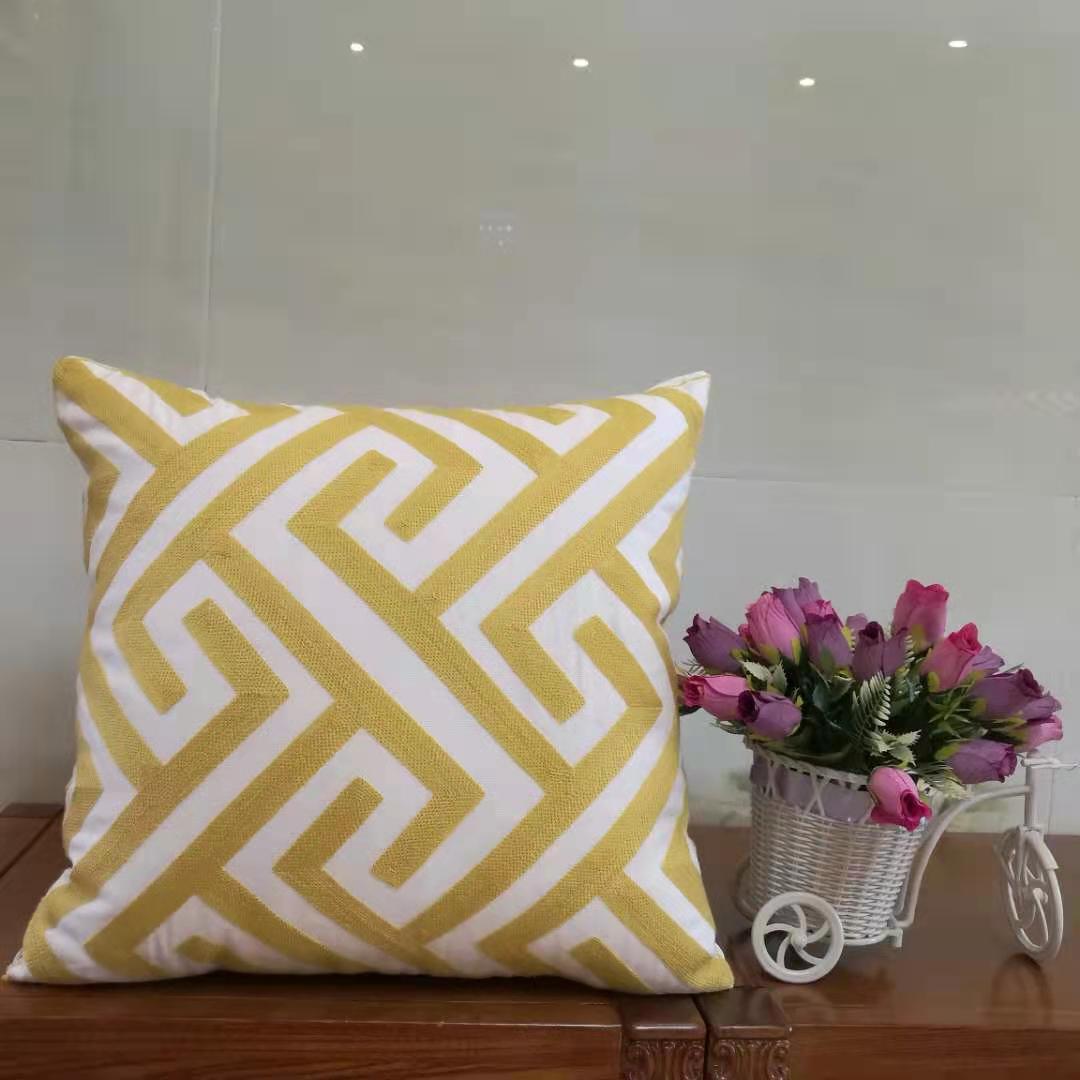 Cotton Embroidery Black And White Series Geometric Figure Throw Pillow Cushion Pillow Back Pillow Cover undefined