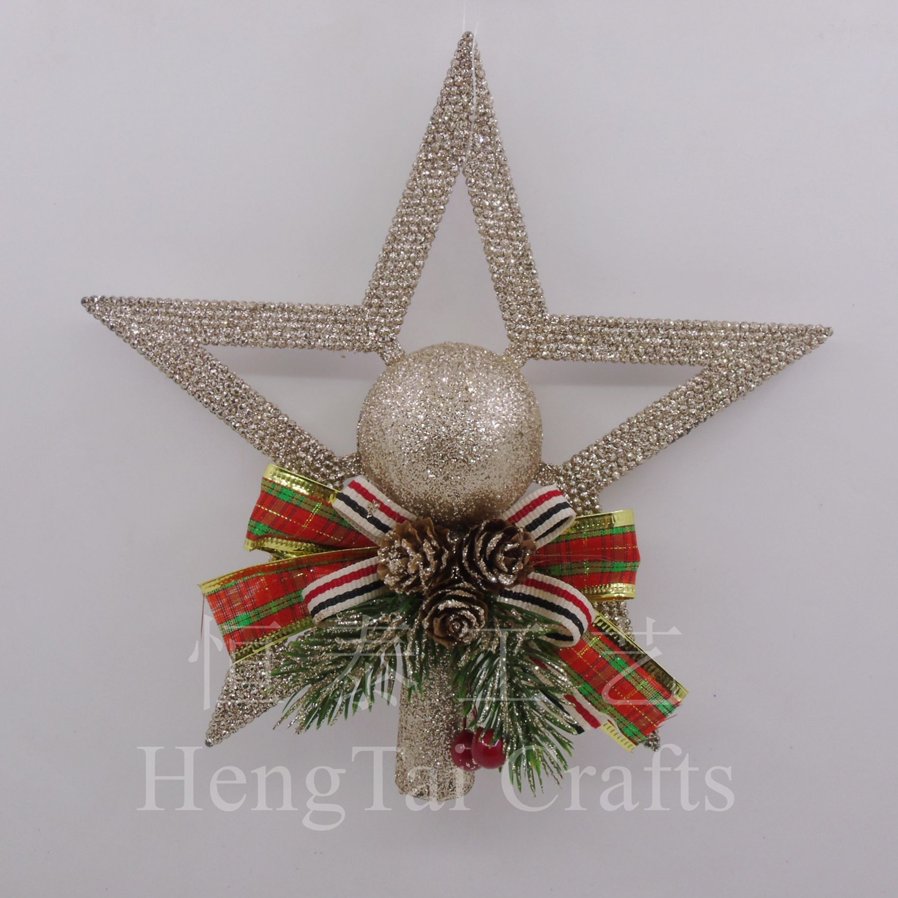 20x21x5CM圣诞香槟色五星树顶装饰品LI-ZD3222