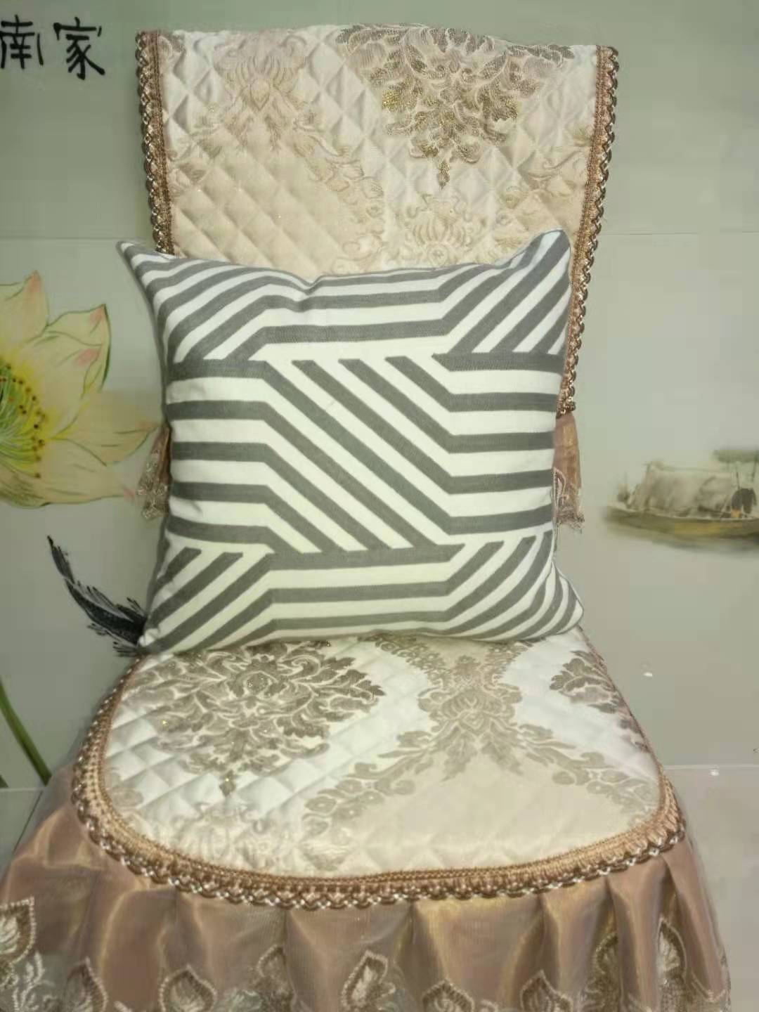 Cotton Embroidery Black And White Series Geometric Figure Throw Pillow Cushion Pillow Back Pillow Cover Item Picture