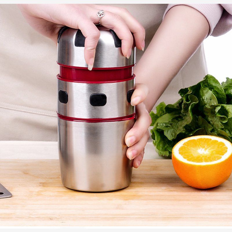 不锈钢手动榨汁机小型榨橙器柠檬橙子挤压炸榨汁杯手工榨橙汁神器图