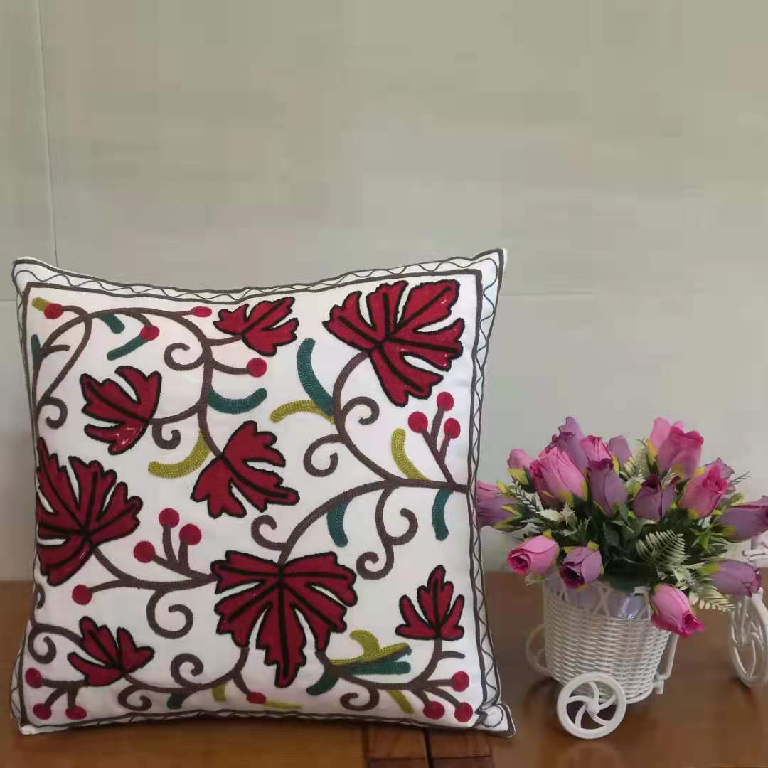Pure cotton embroidered flower and plant throw pillows, cushions, backrests and pillowcases
