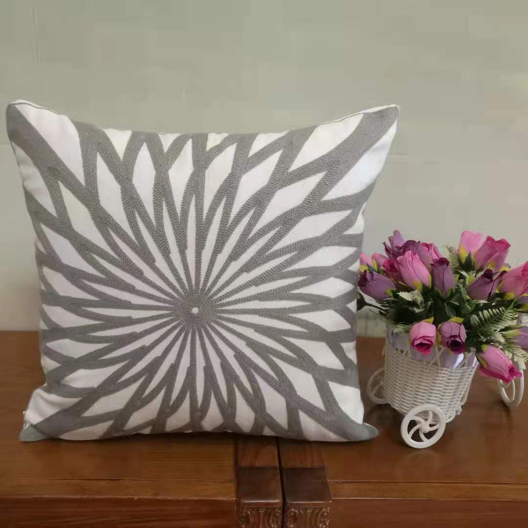 Cotton Embroidery Black And White Series Geometric Figure Throw Pillow Cushion Pillow Back Pillow Cover undefined