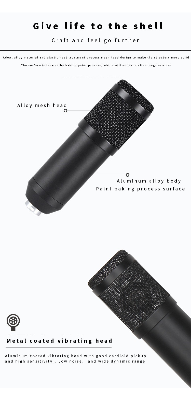 Cross-border direct supply live streaming dedicated microphone BM800 diaphragm condenser microphone usb interface can be connected to sound card speakers detail image 6