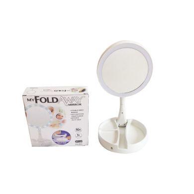 led折叠化妆镜USB带灯台式便携梳妆镜子美颜补光双面放大随身镜子图