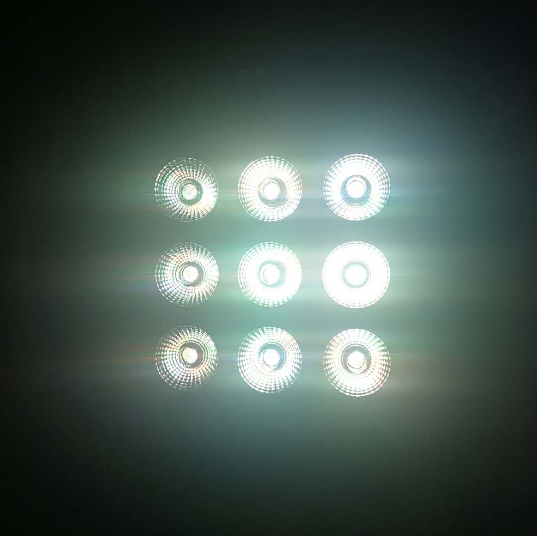 新款9颗全彩塑料扁帕灯 四合一LED全彩帕灯舞台灯光婚庆染色详情图2