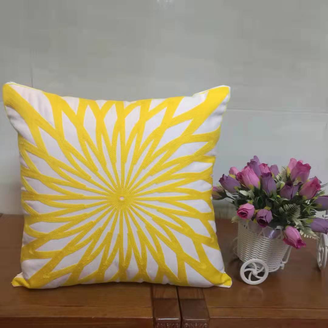 Cotton Embroidery Black And White Series Geometric Figure Throw Pillow Cushion Pillow Back Pillow Cover details Picture