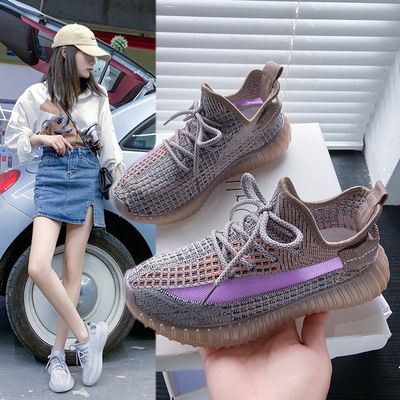 情侣款椰子鞋女2021春季新款透气百搭飞织女鞋ins韩版运动鞋F350