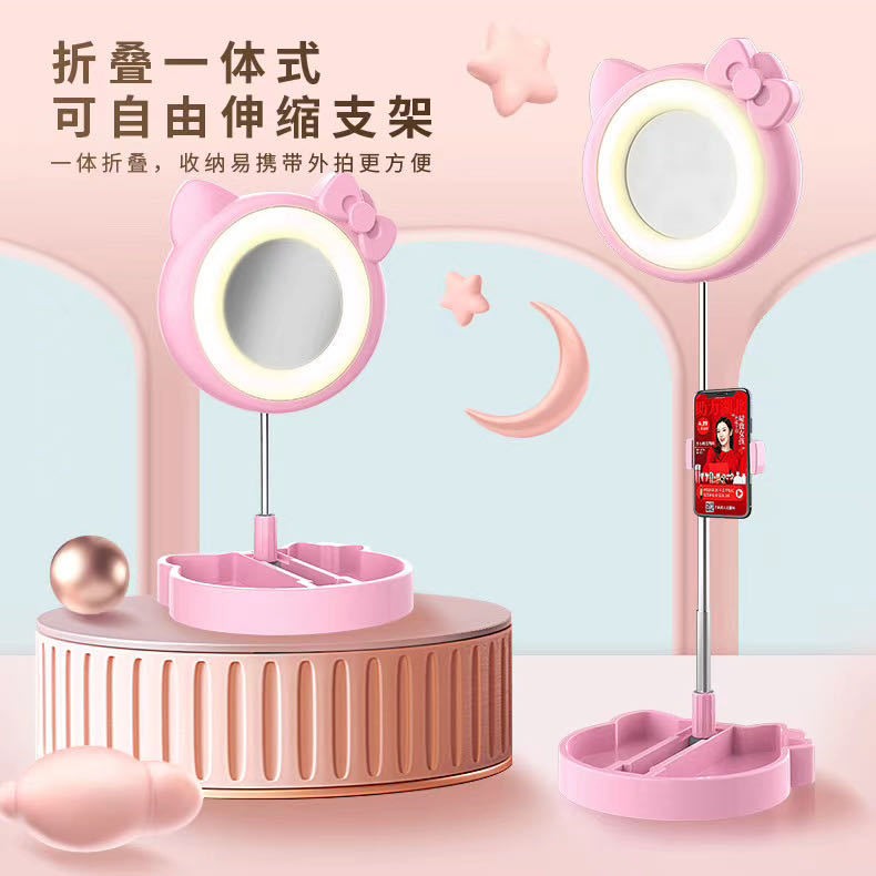 Y5抖音直播美颜神器手机直播支架镜子环形LED灯收纳折叠G3补光灯详情图3