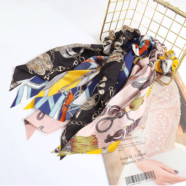 Yiwu quality products: Korean chanel-style ribbons, super ethereal hair bands, women's hair ties, popular ponytail hair ties, women's 2021 new large intestine hair ties details Picture