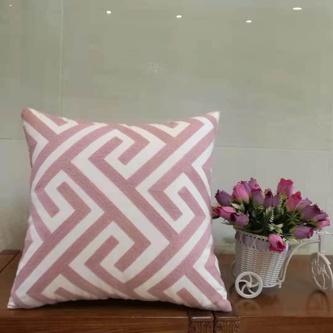 Cotton Embroidery Black And White Series Geometric Figure Throw Pillow Cushion Pillow Back Pillow Cover undefined