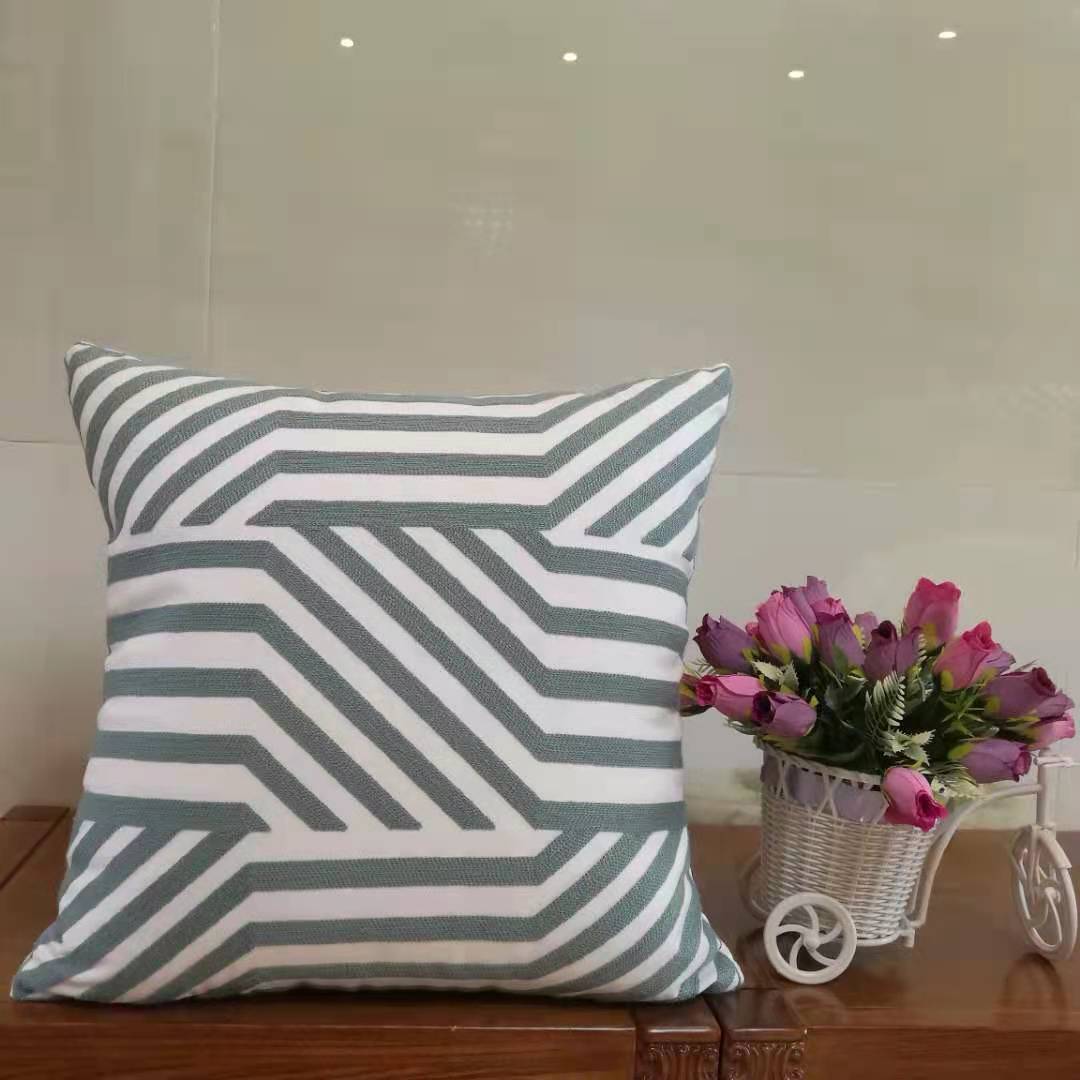 Cotton Embroidery Black And White Series Geometric Figure Throw Pillow Cushion Pillow Back Pillow Cover undefined