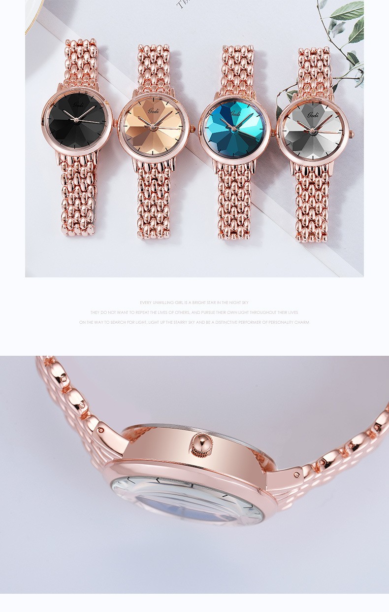 GEDI live-streaming bestsellers: Fashionable and trendy steel band watches, feminine, lightweight luxury waterproof quartz wristwatches, factory direct sales detail image 6